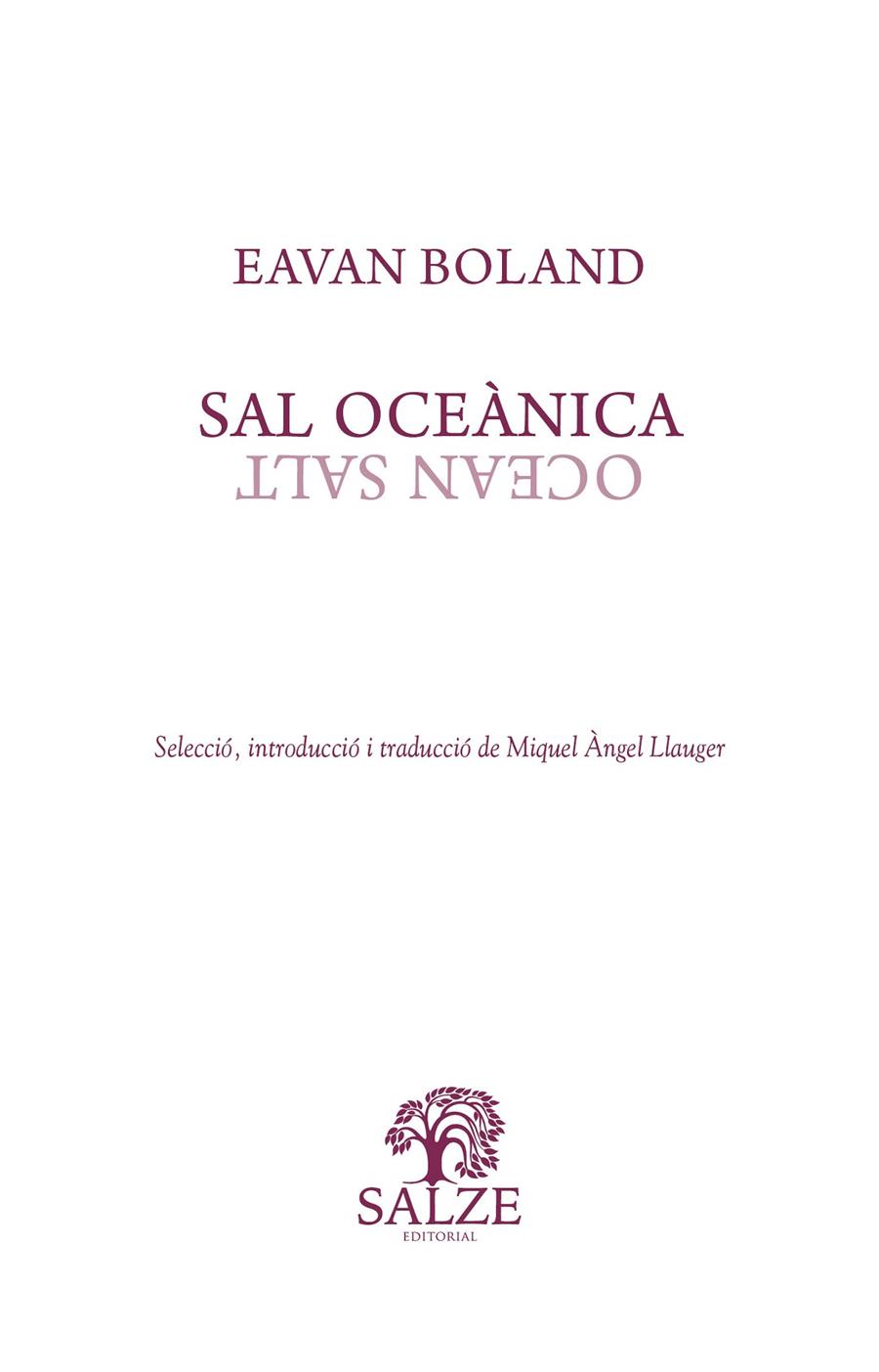 Sal oceànica | 9788409376810 | Boland, Eavan