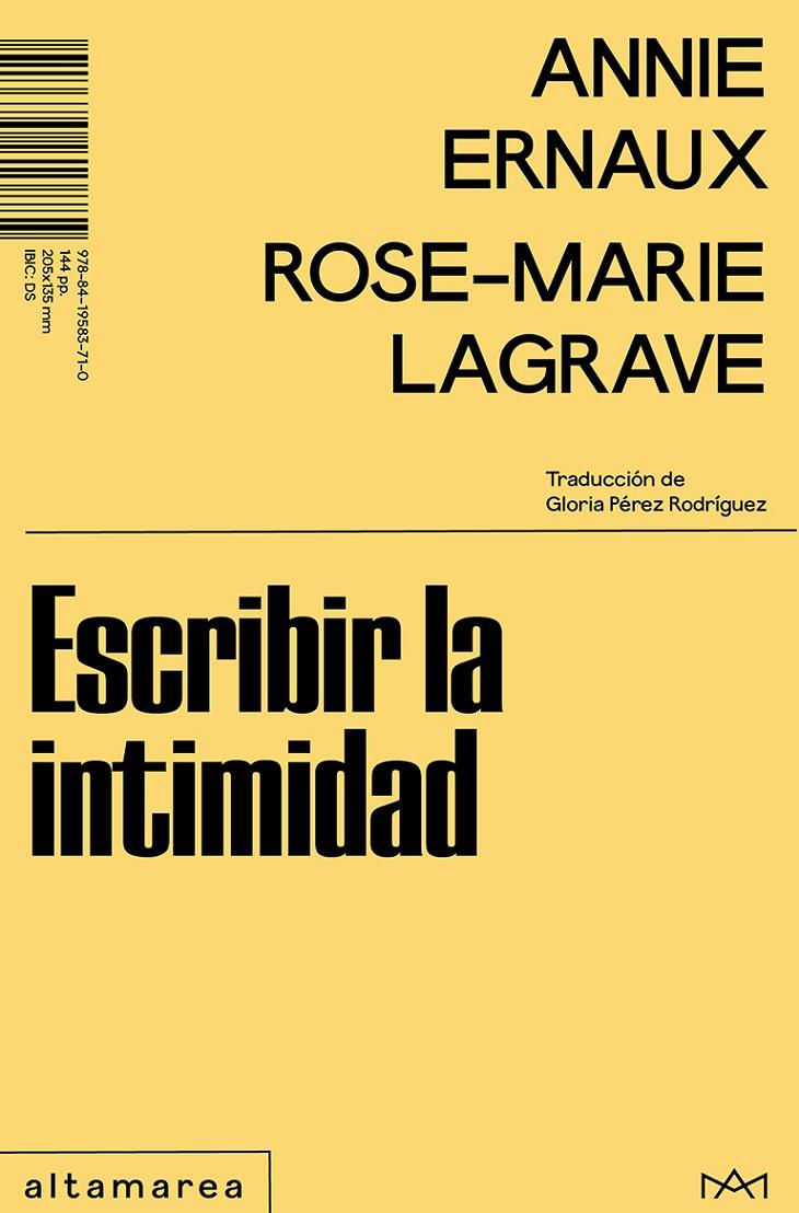 Escribir la intimidad | 9788419583710 | Ernaux, Annie/Lagrave, Rose-Marie